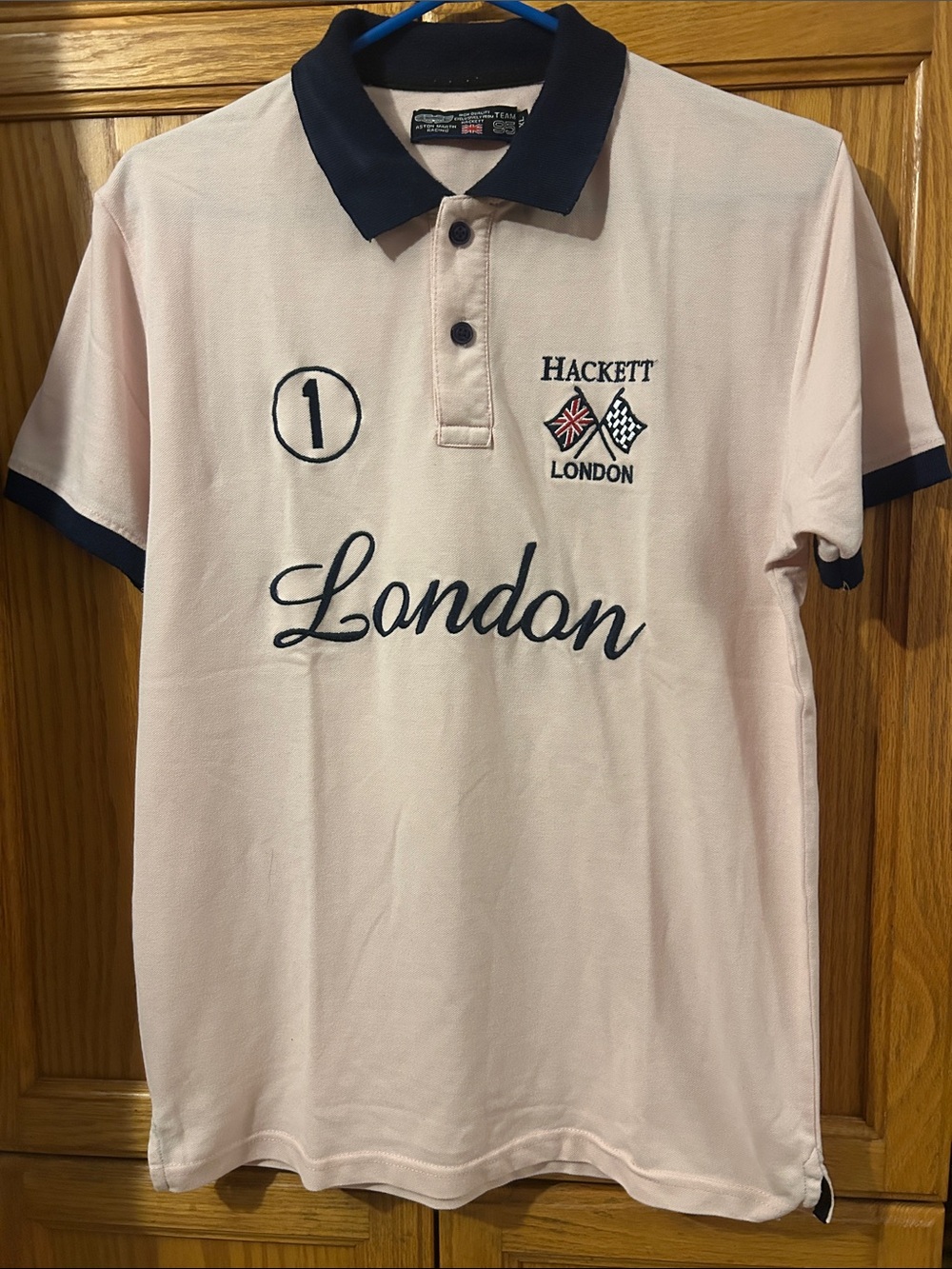 Hackett Men’s Light Pink Polo with Navy Trim